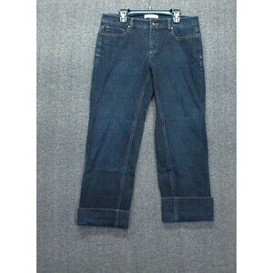 White House Black Market Blanc Size 4 Capris Blue Denim Cuffed Mid Rise